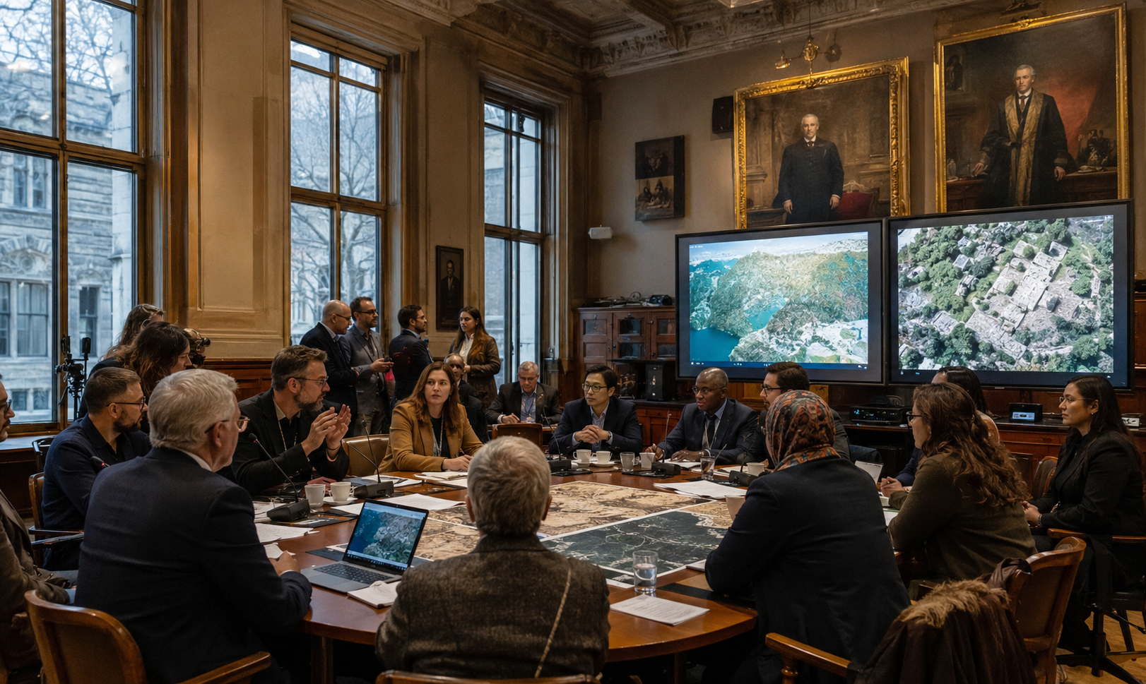 patrimonio internazionale del simposio in guerra e pace II: Spazi di conflitto, Spazio di giustizia evento visivo